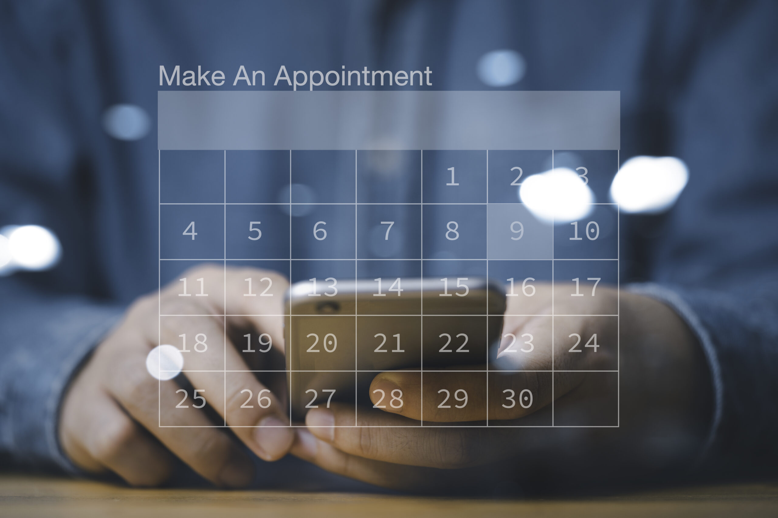 Businessman using smartphone to reserve business schedule plan o